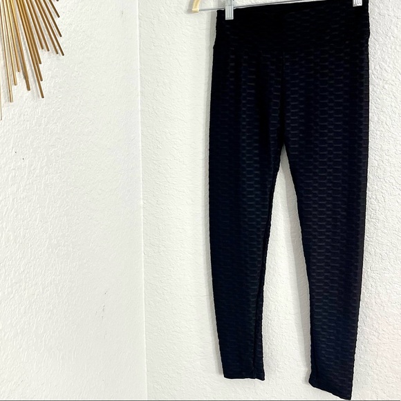 Black Stretchy Black Ribbed Leggings - Picture 12 of 15